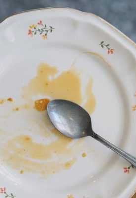 image of an empty plate with a spoon on it